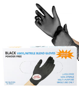 BLEND GLOVES перчатки гибридные. Винило-нитрил, черные М 100шт(50пар)